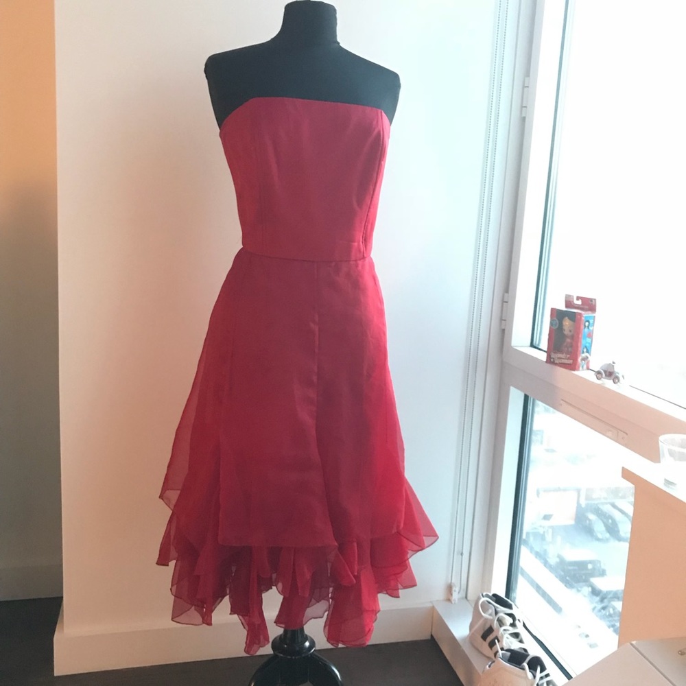 VINTAGE RED CHIFFON PRINCESS PROM DRESS